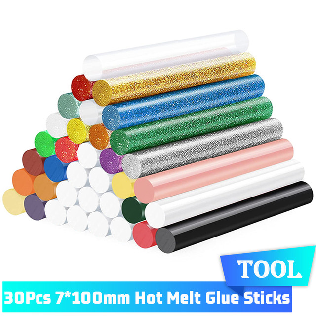 30Pcs 7mm Glitter Hot Melt Glue Sticks Mini Colored Glue Gun Heat Rod for  DIY Handcrafts Silicone Adhesive Bar Craft Repair Tool - AliExpress